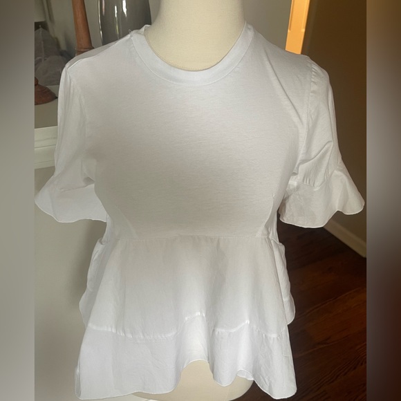 NWT Love Notes white ruffle baby doll tee top S - Picture 2 of 5